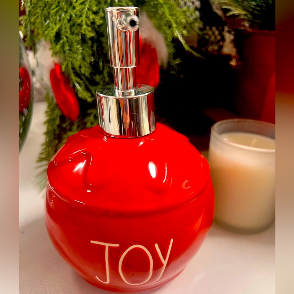 Rae Dunn  Red Holiday NEW JOY soap dispenser 🎄